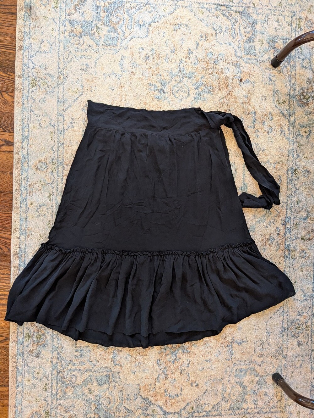BCBG 100% Silk Ruffled Tiered Skirt with Waist Tie
